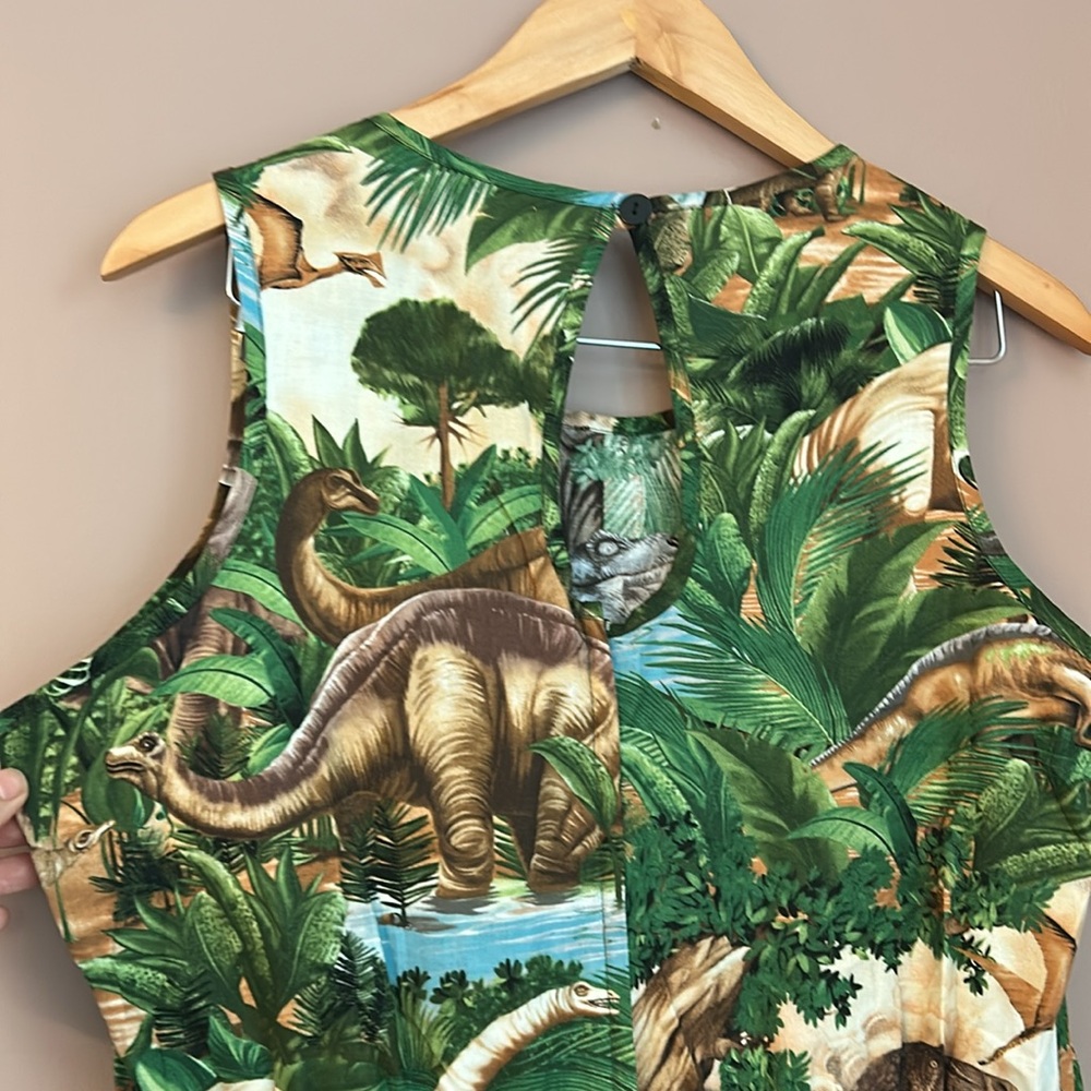 NWT Retrolicious Dinosaurs Jungle Print Retro Fit Flare Dress Pockets Size XL - Picture 4 of 11